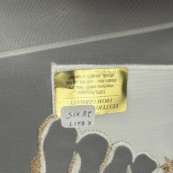 German Embroidered Christmas Tree Table Runner Mat 14x22 Metallic Gold Thread - Picture 4 of 6